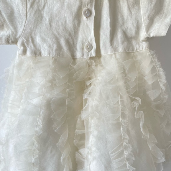 Vintage Infant Linen and Organza Occasion Dress - Picture 2 of 5